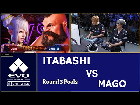SF6 EVO 2025 Round 3 Pools – Itabashi (Zangief) vs Mago (Juri)