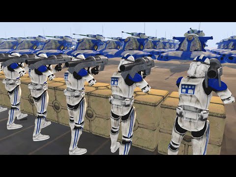 10 Clone Rocket Troopers VS 100 AAT TANKS! - Men of War: Star Wars Mod Battle Simulator
