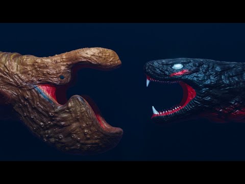 Bahamut Fish vs falak snake | sea monsters animation