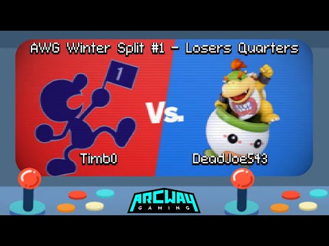 AWG Winter Split #1 Losers Quarters - Timb0 (Game & Watch, Hero) vs. DeadJoe543 (Bowser Jr.) - SSBU