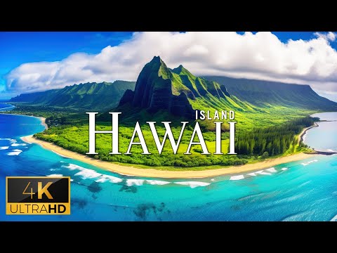 FLYING OVER HAWAII (4K Video UHD) - Relaxing Music With Beautiful Nature Video For Stress Relief