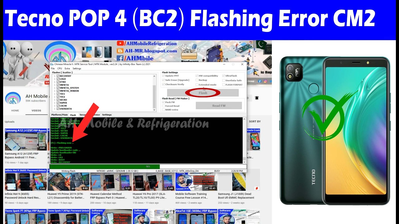Tecno POP 4 (BC2) MTK6580 Flashing Error CM2-MT2 Tool