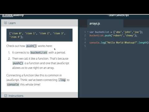 Learn Javascript 2017 Arrays Push Method Codecademy