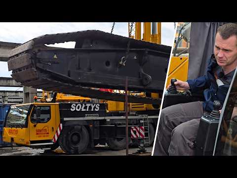 Jak wygląda rozładunek gąsienic z dźwigu 600 ton? | Sołtys Dźwiga