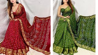 Bandhani Multicolor Sarees With Gota Patti Work | Traditional Bandhej Saree Collection (2022)