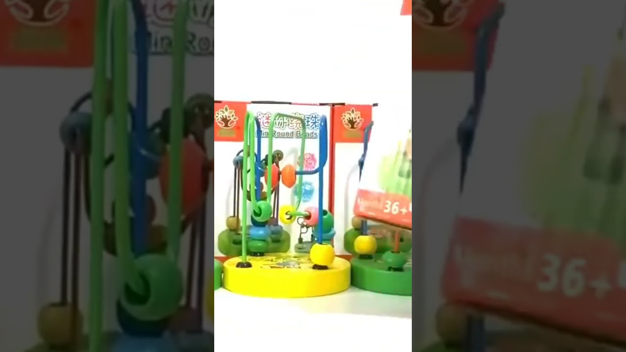 Baby Montessori Educational Math Toy Wooden mini Circles Bead Wire Maze Roller#short #views #kidstoy