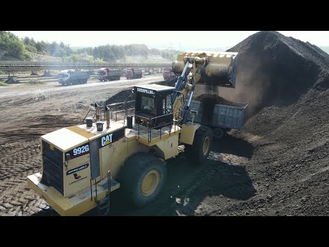 Caterpillar 992G Wheel Loader Loading Coal On Trucks With One Pass - Sotiriadis/Labrianidis Mining