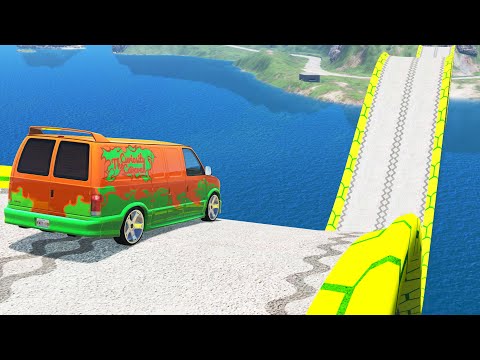 Impossible Weird Wave Bridge Crossing Cars Vs Deep Water - BeamNG.Drive