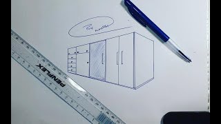How to draw a Wardrobe in 2 Point Perspective.