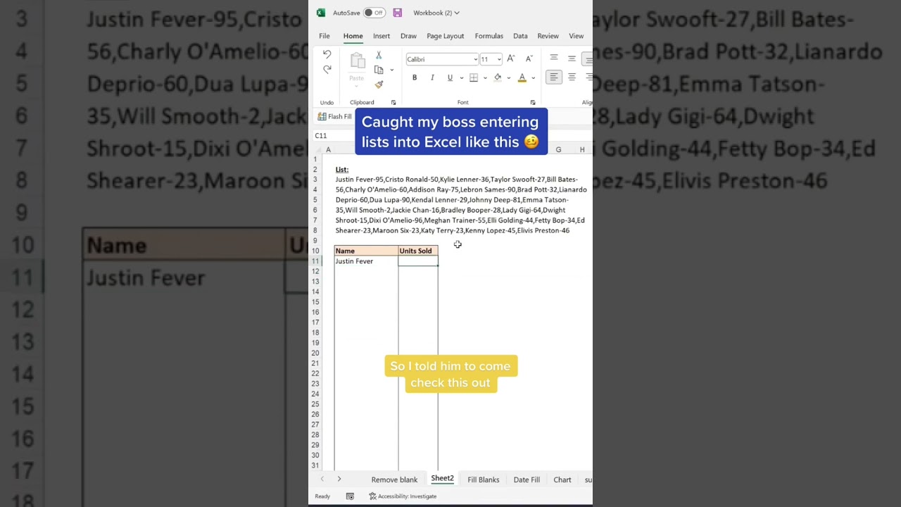 Text Split Function in Excel #excel #Textsplit #shorts