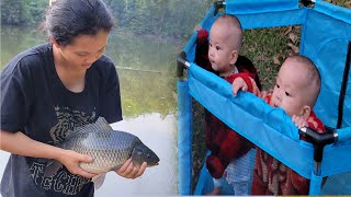 Single mother - with two twin children, buys chickens to raise, fish and cook#lythithanh