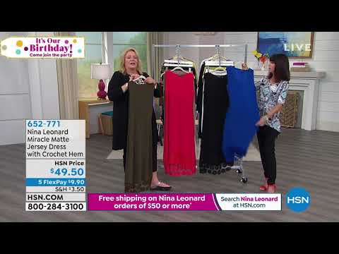 Nina Leonard Miracle Matte Jersey Dress with Crochet Hem