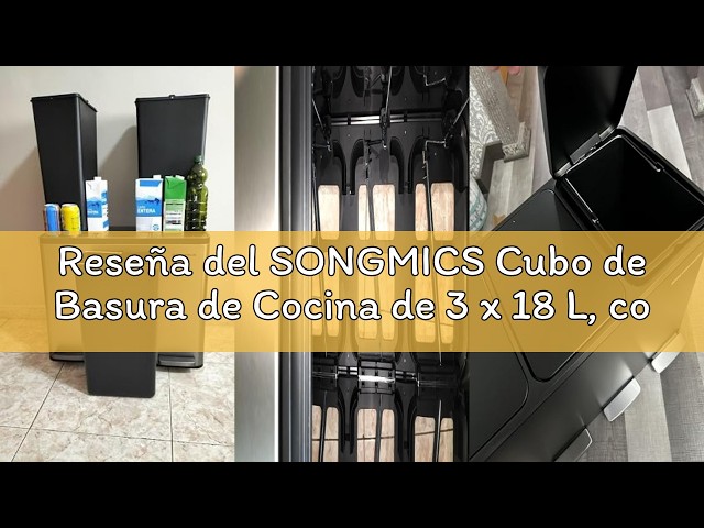 Vídeo relacionado con SONGMICS Cubo de Basura, Juego de 3 Cubos Apilables, Papeleras, 20 L Cada, Sistema de Separación Residuos, Tapas Apertura a Presión, Pegatinas, Almacenaje, Amarillo, Azul y Verde LTB763BZ01