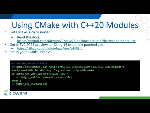 import CMake: // 2023 State of C++20 modules in CMake - Bill Hoffman - CppNow 2023