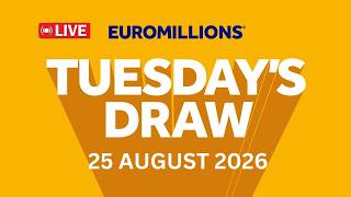 The National Lottery Euromillions Draw Live Results from Tuesday 25 Aug 2026 | Euromillions live