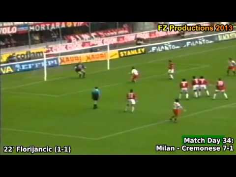 Serie A 1995-1996, day 34: Milan - Cremonese 7-1 (Florijancic goal)