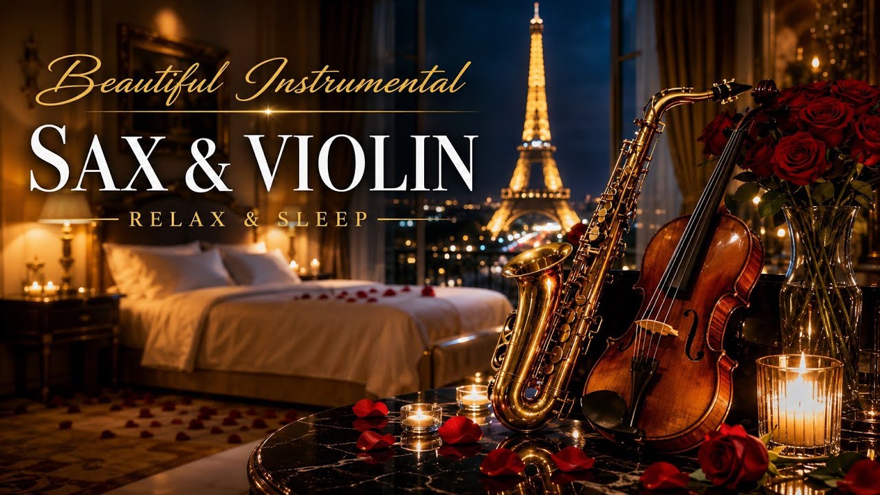Deep Sleep in Paris 🗼 Romantic Saxophone Violin & Piano | Cozy Bedroom Instrumental