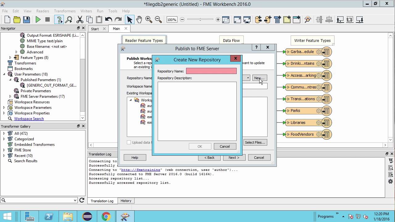 Publish and Run a Workspace with FME Server (Tutorial part 2 of 4)
