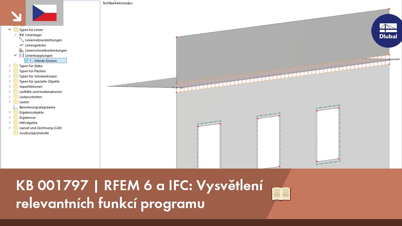 {{Wie kann ich mein RFEM 6 oder RSTAB 9 3D-Modell von RFEM oder RSTAB als IFC exportieren?}}

Ein *.ifc-Export ist über die Exportmaske möglich. Um die Exportmaske zu öffnen, gehen Sie bitte wie folgt vor: 

 - Klicken Sie im Menü auf das Symbol „Datei“ und dann auf „Exportieren“.
 - Es öffnet sich der Export-Dialog. Wählen Sie „IFC“ als Exportformat.
 - Anschließend können Sie das Dateiverzeichnis und den Dateinamen festlegen und auf „Speichern“ klicken. | RFEM 6 a IFC: Vysvětlení relevantních funkcí programu