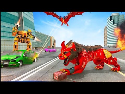 Lion Robot Car Games 3d