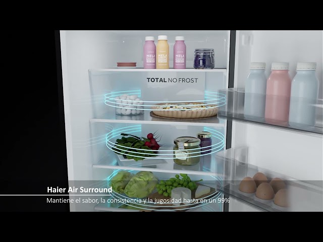 Haier 3D 60 Serie 3 HTR3619ENMN frigorifero con congelatore Libera installazione 348 L E Argento video