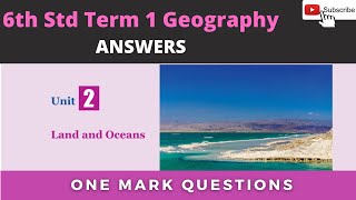 6th std Social science Geography Unit2 Land and Oceans book back question and answer|Schoolless