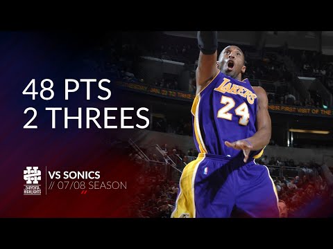 Kobe Bryant 48 pts 2 threes vs Sonics 07/08 season