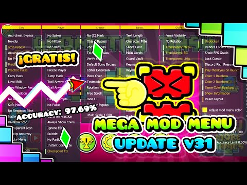 ¡UPDATE NOCLIP ACCURACY, RGB ICONS, WACKY MENU Y MÁS v31.3 (PC GRATIS) 😱😱😱 | Geometry Dash [2.11]