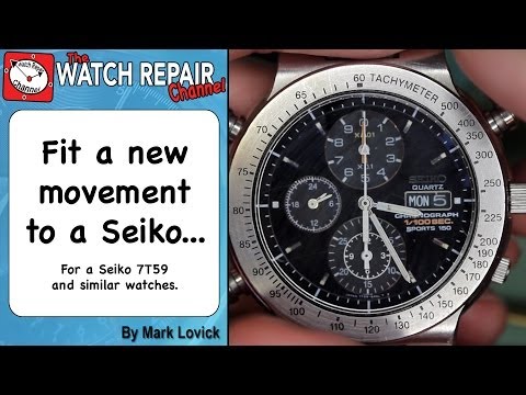 , title : 'How to fit a new movement to a seiko quartz watch. 7T59. Re-fit dial and hands.'