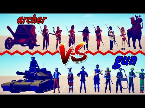 GUN TEAM vs ARCHER TEAM - TOTALLY ACCURATE BATTLE SIMULATOR