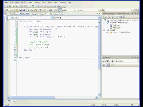 Visual Basic Tutorial 2008 Variables Www Video Tutorials Net