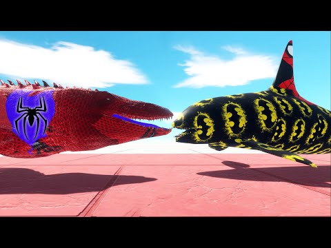 SPIDERMAN MOSASAURUS DEADLY TOUR - Animal Revolt Battle Simulator