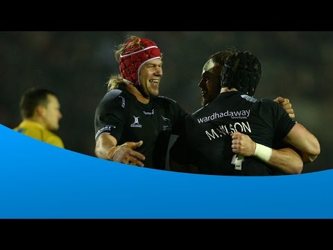 Newcastle Falcons celebrate first win of the season