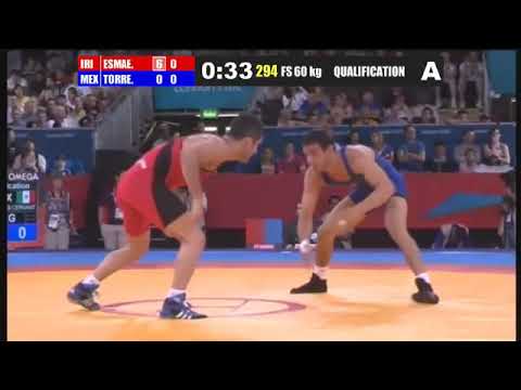 London 2012 Esmailpour Iran vs  Guillermo Torres Mexico 60 kg freestyle wrestling