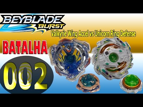 Beyblade Burst 002. Valkirie Wing Accell vs Unicorn Ring Defense
