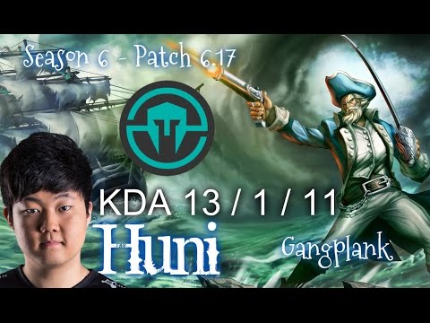 IMT Huni GANGPLANK vs EKKO Top - Patch 6.17 NA Ranked | League of Legends