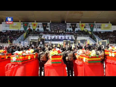 بەڤیدیۆ.. لە حەسەکە تەرمی نۆ شەڕڤانەکەی ھەسەدە بەخاکسپێردران