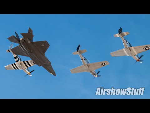 F-35 and 3x P-51 Formation and Flybys - Heritage Flight Conference 2019