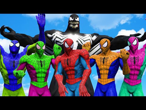 Team Spider Man Muscle Color VS Venom - Monster Universe Epic Battle