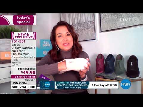 Bzees Glossy Washable Zip Front SlipOn Mule