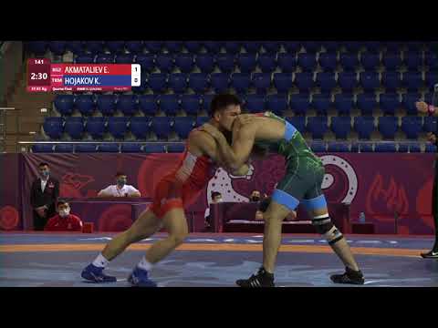1/4 FS - 65 kg: E. AKMATALIEV (KGZ) v. K. HOJAKOV (TKM)