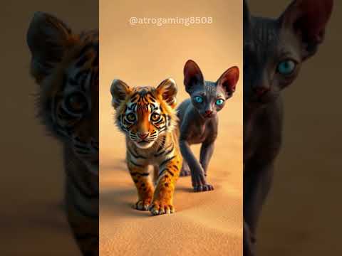 🐯 Cute Tiger Cub rescued the poor little 🐱 Sphynx Cat