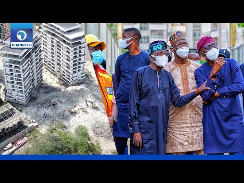 Tinubu, Gov Abdullahi Sule Visit Site Of Collapsed Ikoyi Building