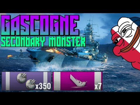 GASCOGNE 257k dmg, 350 secondary, 2874 baxe XP || World of Warships