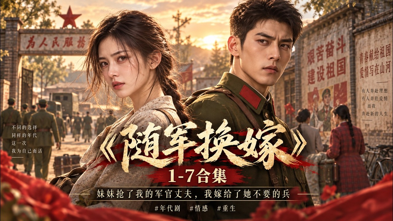 《随军换嫁》1-7合集 妹妹抢了我的军官丈夫，我嫁给了她不要的兵#年代剧#情感#重生