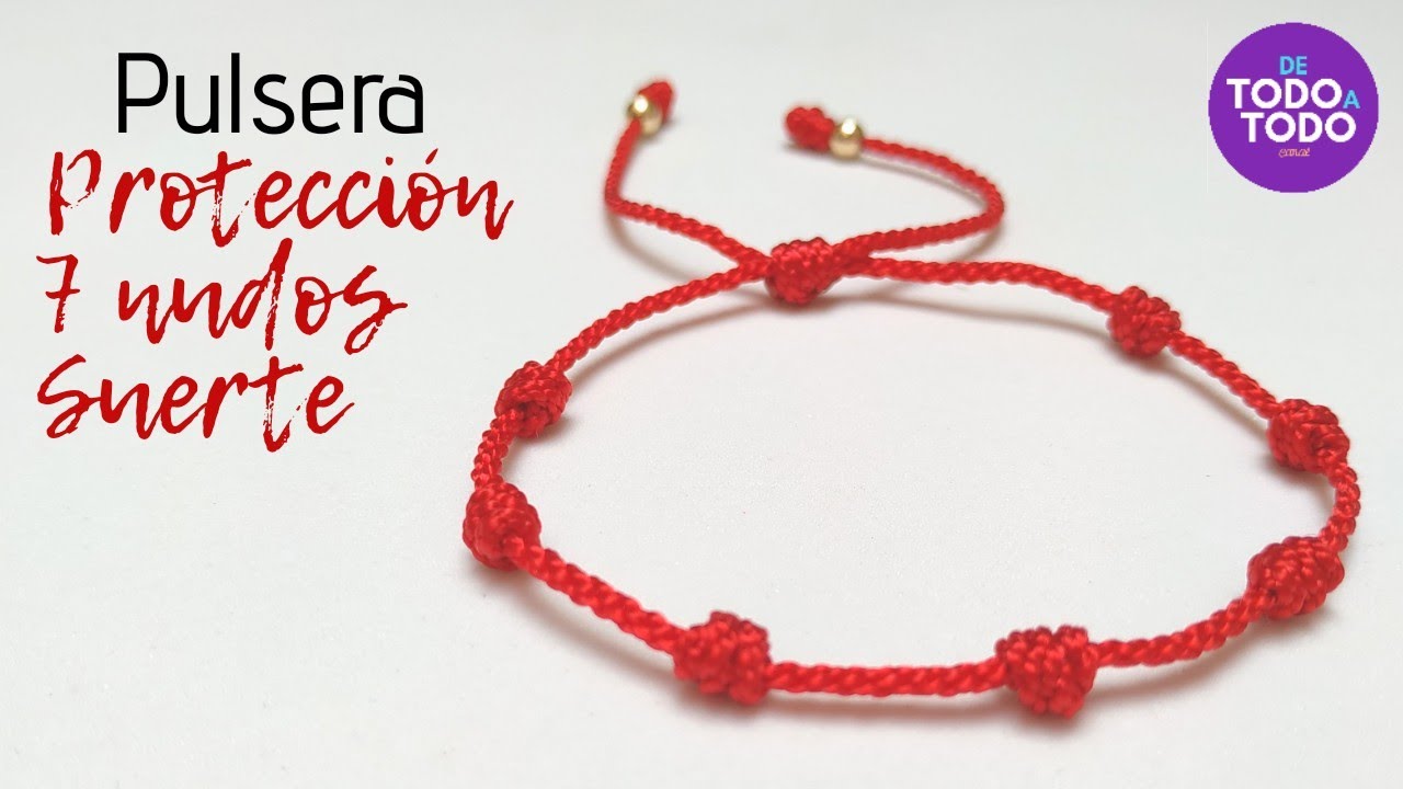 💜Pulsera de los 7 NUDOS, de la SUERTE o de la PROTECCIÓN. 💓 Pulsera ROJA [explicación sencilla]
