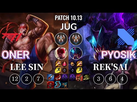 T1 Oner Lee Sin vs DRX Pyosik Rek'Sai Jungle - KR Patch 10.13