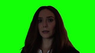 Scarlet Witch/Wanda stares into the camera green screen