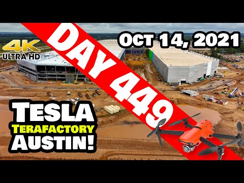 Tesla Gigafactory Austin 4K  Day 449 - 10/14/21 - Tesla Terafactory Texas - SUPER SOGGY GIGA TEXAS!