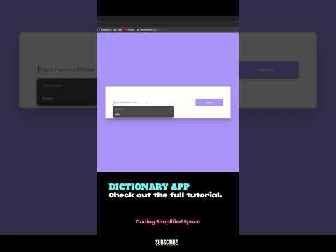 Dictionary App Tutorial 👇 Css Html Javascript Project Tutorial Codingsimplifiedspace Coding